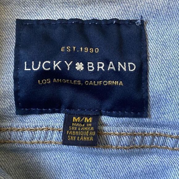 Lucky Brand Tomboy Trucker jean denim jacket Sz M distressed - Picture 8 of 13